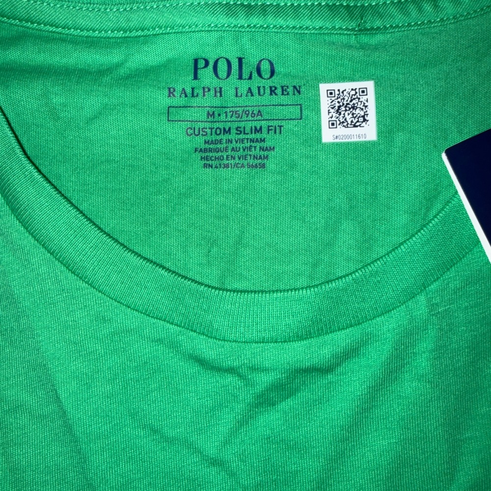 Polo Ralph Lauren T-Shirt Medium Green Custom Slim Fit Crewneck Pony Logo NWT - Picture 3 of 4